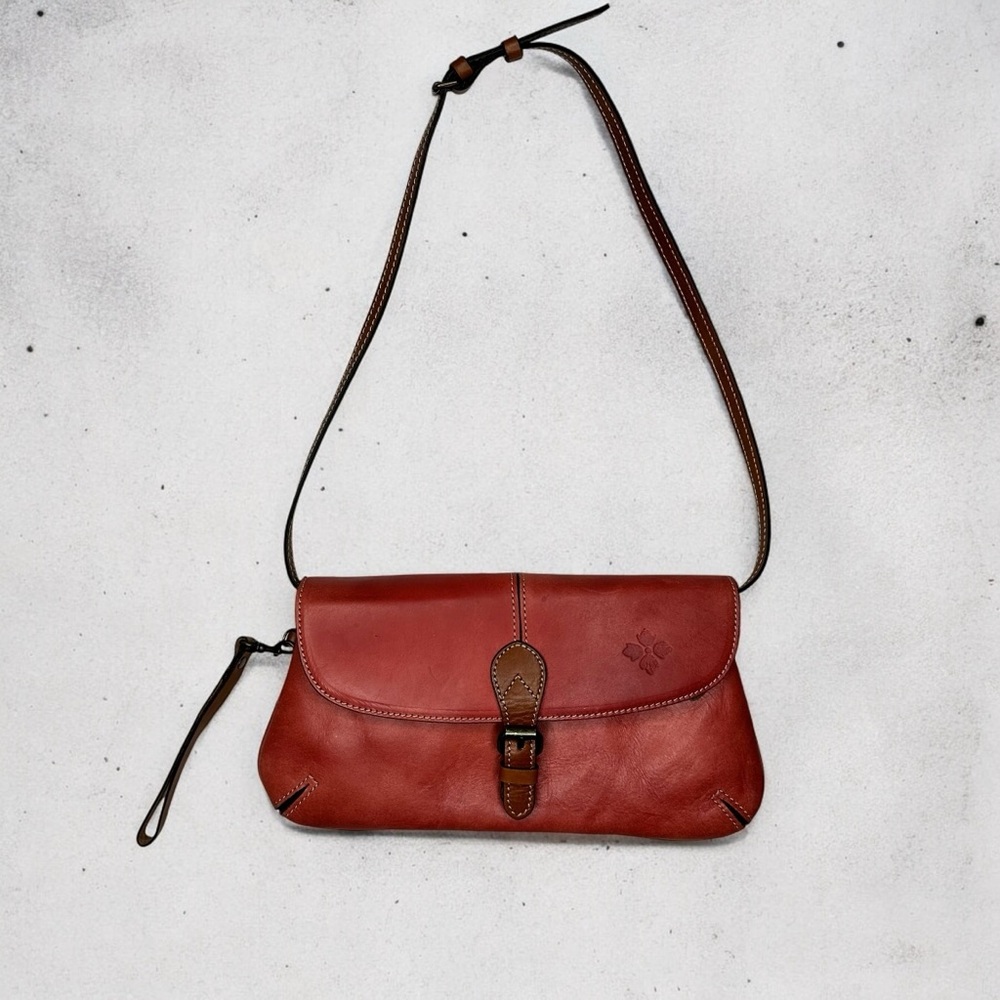 Patricia Nash Red Italian Leather Crossbody Clutch Bag